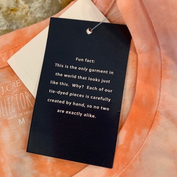 NWT J. Crew Women's Pink and Peach Tie-Dyed Crewneck Cotton Tee - Picture 8 of 10